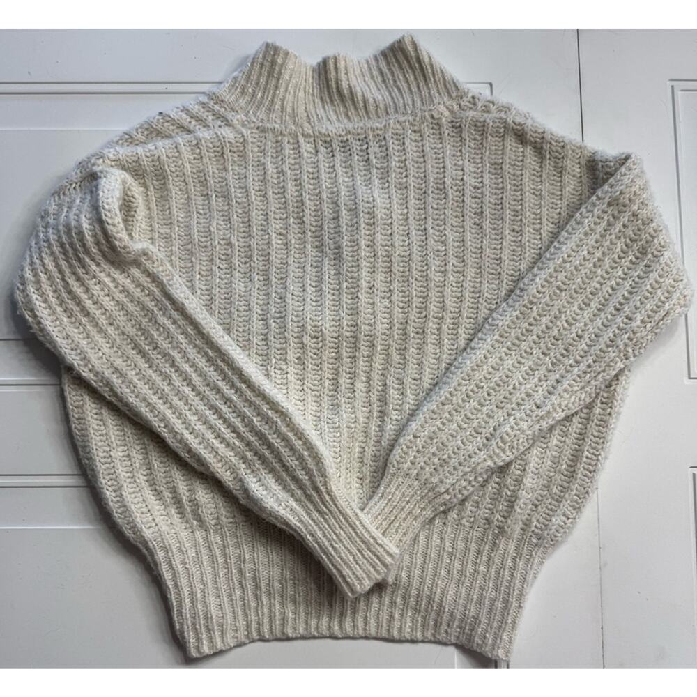 Pilcro Anthropologie Wool Blend Cream Tan V Neck Chunky Crop Sweater Size XS - Picture 5 of 5